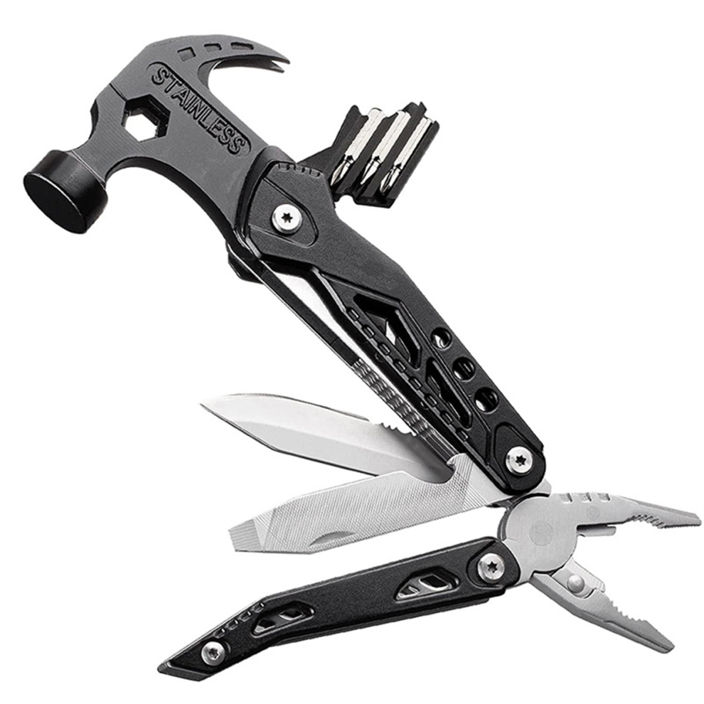 Saudism Multitool Hammer Folding Survival Tool: 14 In 1 All One Multi Mini Small Gadget,Multifunctional Stainless Pliers Knife