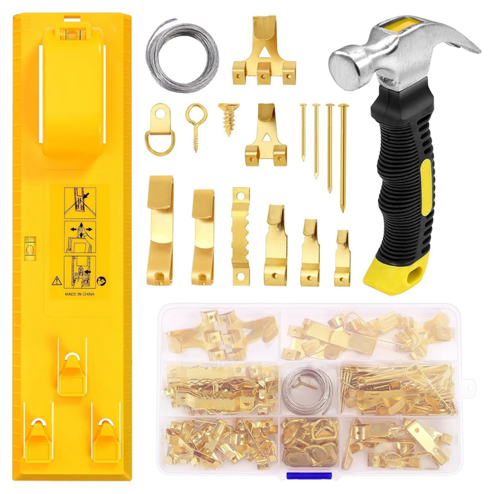 Picture Hanging Kit, Frame Hanger Tool With Level Measuring Ruler, Including 226 Pcs Of Wall Kit 4851045596586
