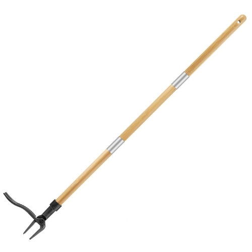 46 Inch Weed Puller Tool with Long Handle, Bamboo Grip & 4 Claw Steel Head, 3-Section Design for Stand Up Gardening