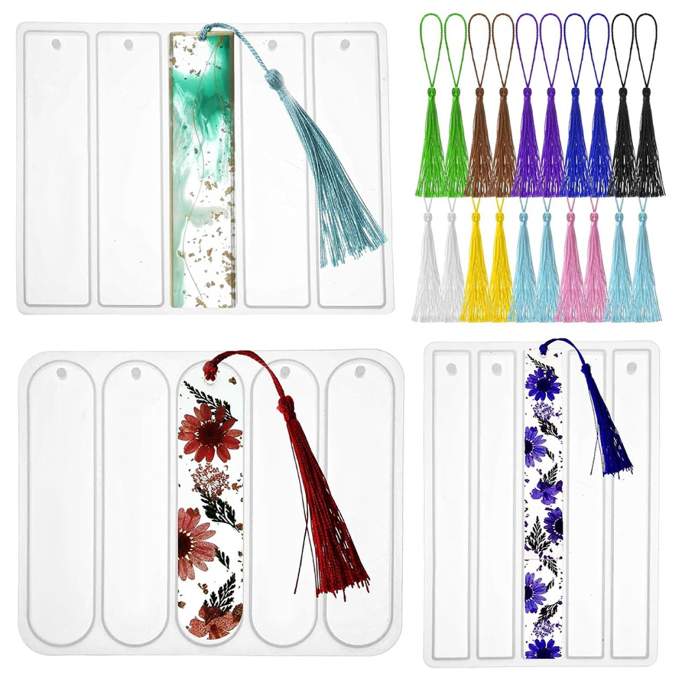 Saudism Glue Mold Bookmark With 20 Tassel Kit Epoxy Resin Casting For Diy Making