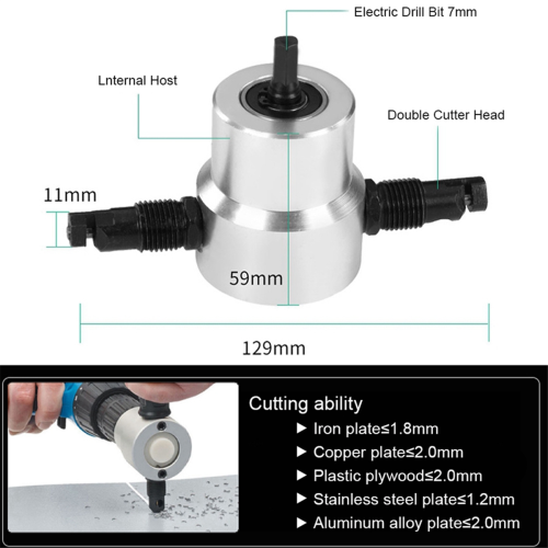 Double-Head Metal Sheet Cutter Electric Shear Drill for Iron Plate Cutting 2