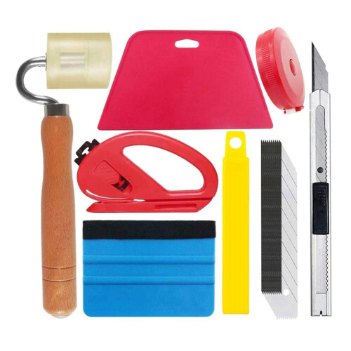 Wallpaper Smoothing Tool Kit Including Felt Seam Roller, Squeegee, Measuring Tape, Utility Knife 1