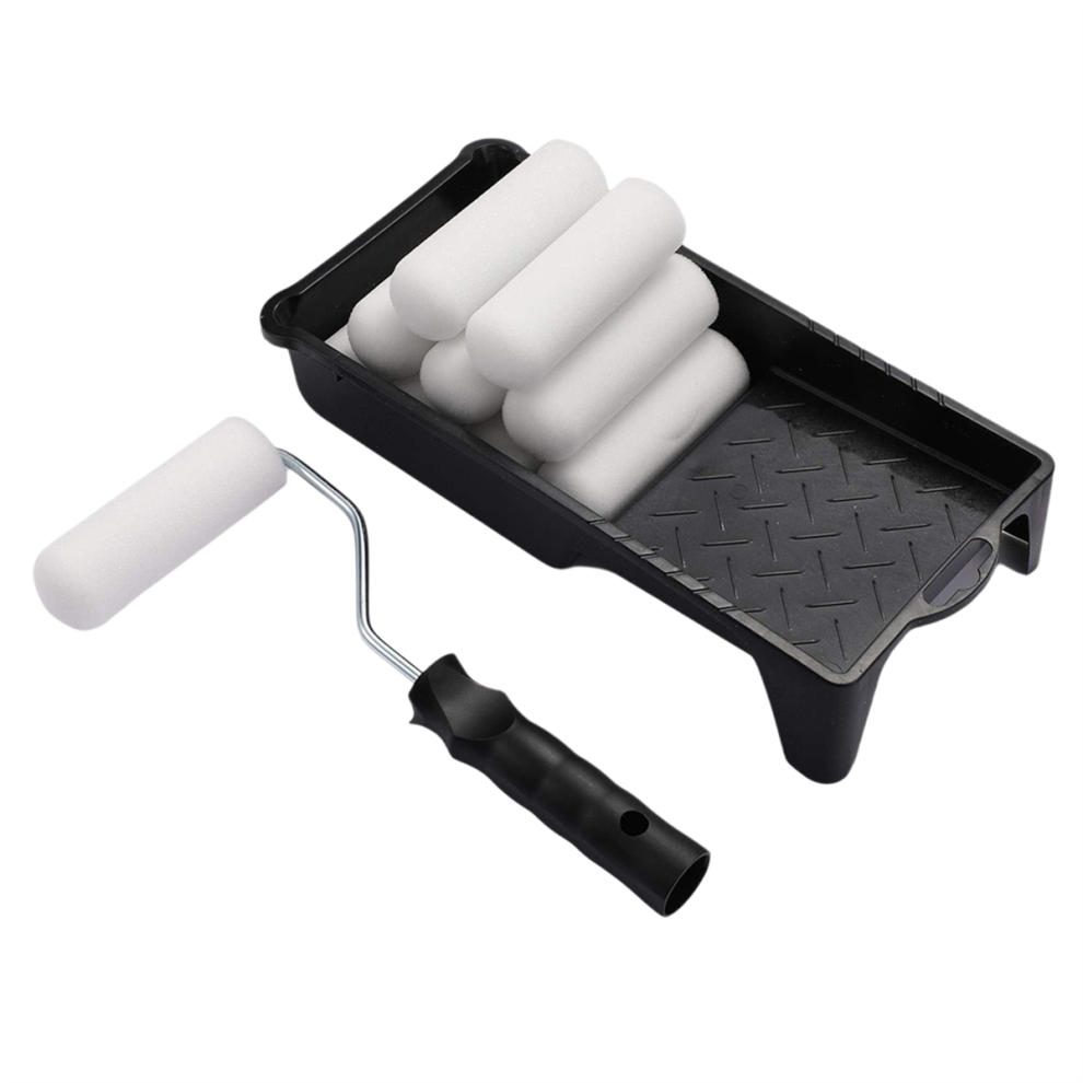 4Inch Foam Paint Roller, Roller Frame With Mini Cover Replacement Covered Ends, (12 Pieces) 4851045510469