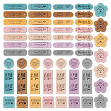 56pcs Handmade Leather Labels,Handmade Labels for Crochet,Colorful Items Knit DIY