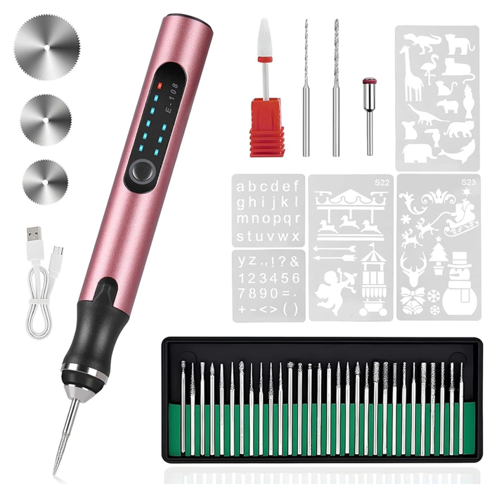 Electric Engraving Pen With 37 Bits, Usb Rechargeable Cordless Portable Diy Rotary Engraver 4851045509470