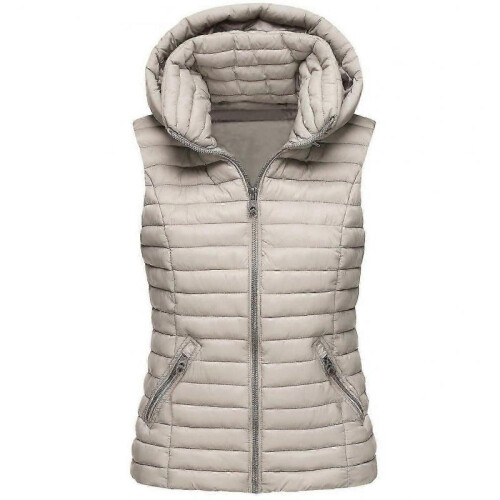 (2XL,khaki)"Vest Jacket Cotton Women's Sleeveless Cotton Jacket"