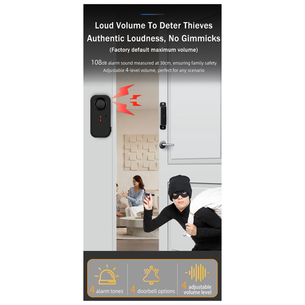 Door Window Burglar Alarm Sensor Wireless Remote Control Anti-Theft System Kit Home Security Open Detector 4851045515198