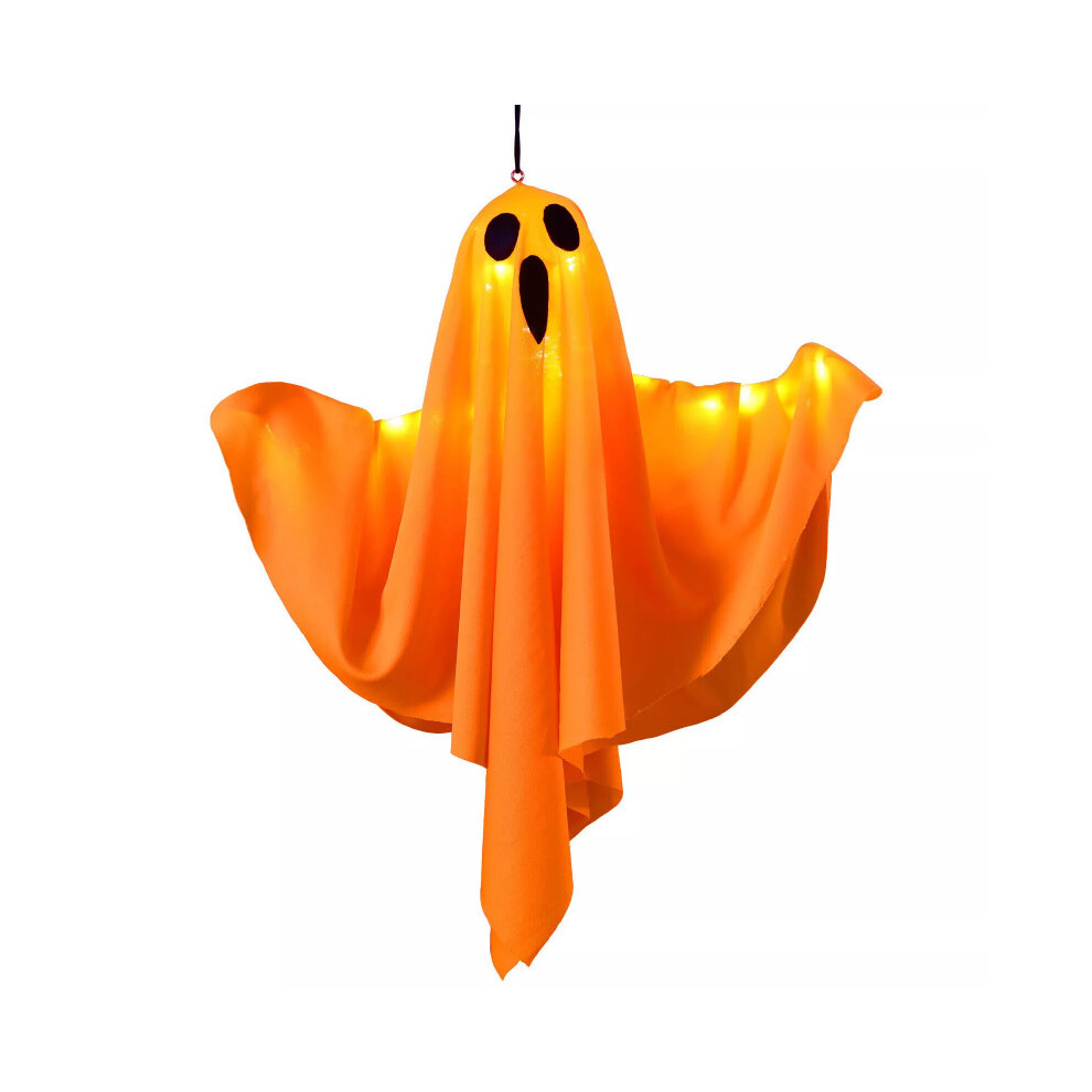 (Orange) Halloween Ghost Glowing Light Outdoor Decor Garden Prop Party Hanging Decor Home