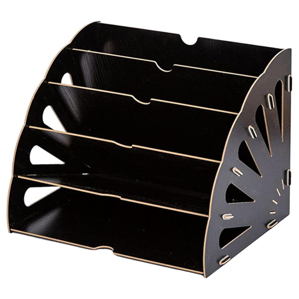 Hollow Sector File Organizer with 5 Compartments for Office Supplies, Black-image-OPC-PJ8CJVM-NEW