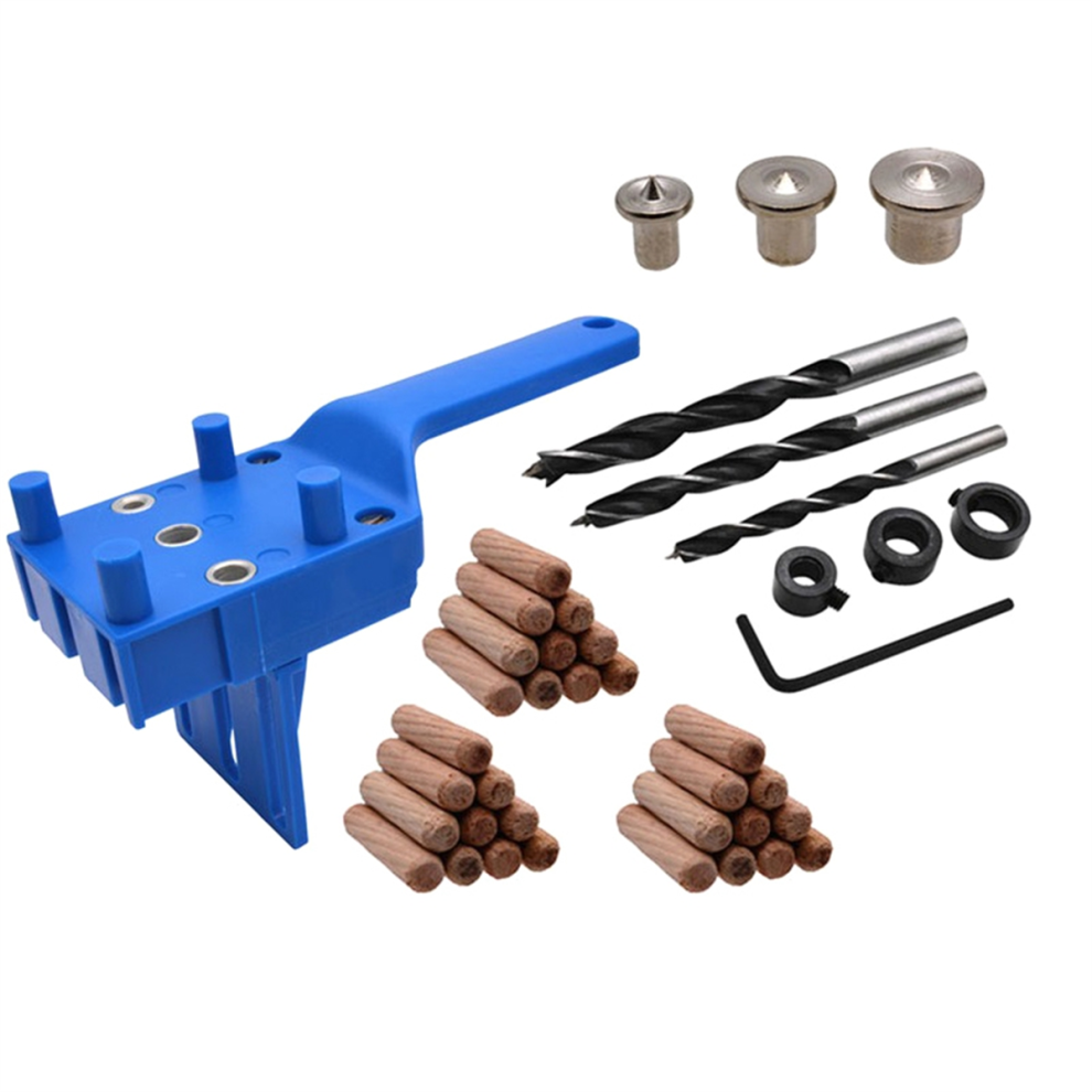 41Pcs 6/8/10Mm Drill Bit Woodworking Dowel Jig Drilling Doweling Hole Saw Guide Locator Blue 4851045519677