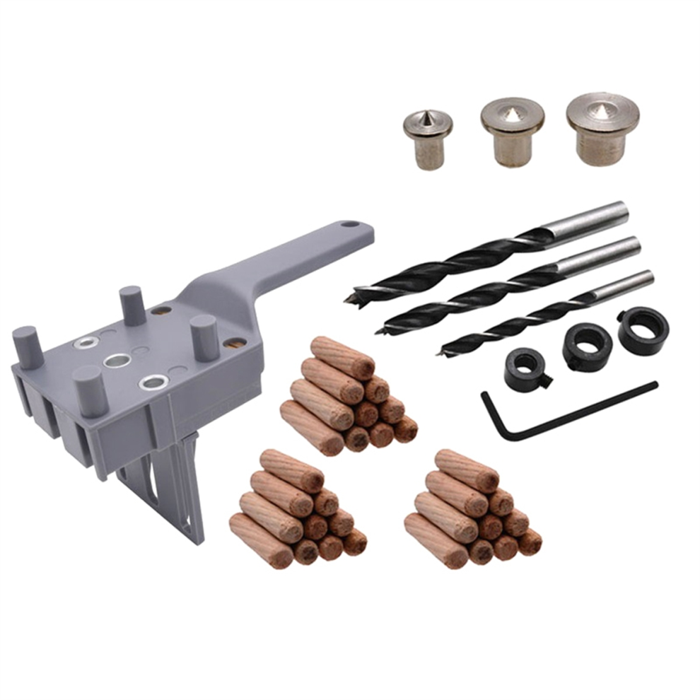 41Pcs 6/8/10Mm Drill Bit Woodworking Dowel Jig Drilling Doweling Hole Saw Guide Locator Gray 4851045519660