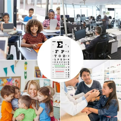 Eye Chart, Chart No Fading for School Home Physical Examination Center Visual Acuity Measuring Educational 2