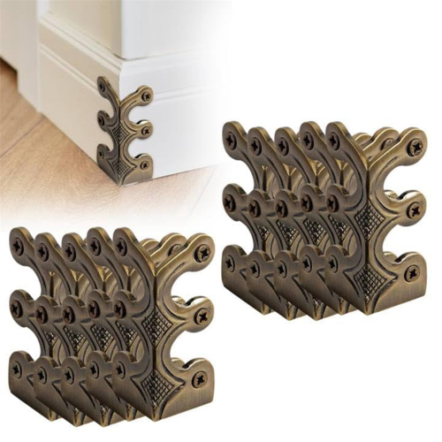 10PC Skiffers Baseboard Corner Protectors,Solid Brass Skirting Board Protectors,Baseboard Protectors Bronze 2