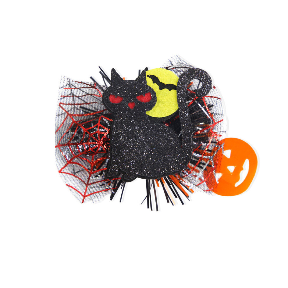 (Black Cat ) Witch Hat Halloween Pumpkin Ghost Pattern Hair Clip Black Headwear Party Tulle-image-OPC-PJ8CMZ9-NEW