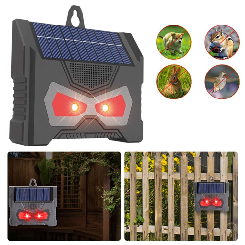 Solar Ultrasonic Animal Repeller Deer Deterrent Devices with LED Flashing Light Waterproof 2