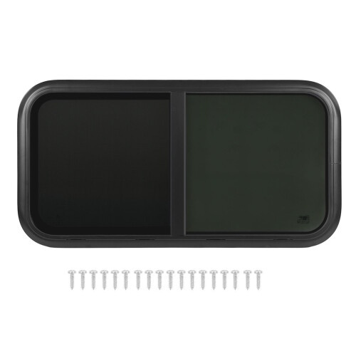 900x500mmm Sliding Rounded Window Black Aluminum
