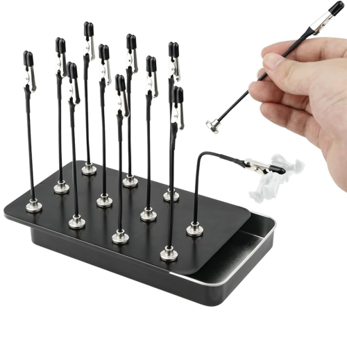 Model Painting Tool Stand Base, 12 Pieces Bendable Alligator Clip Rod Set for 1