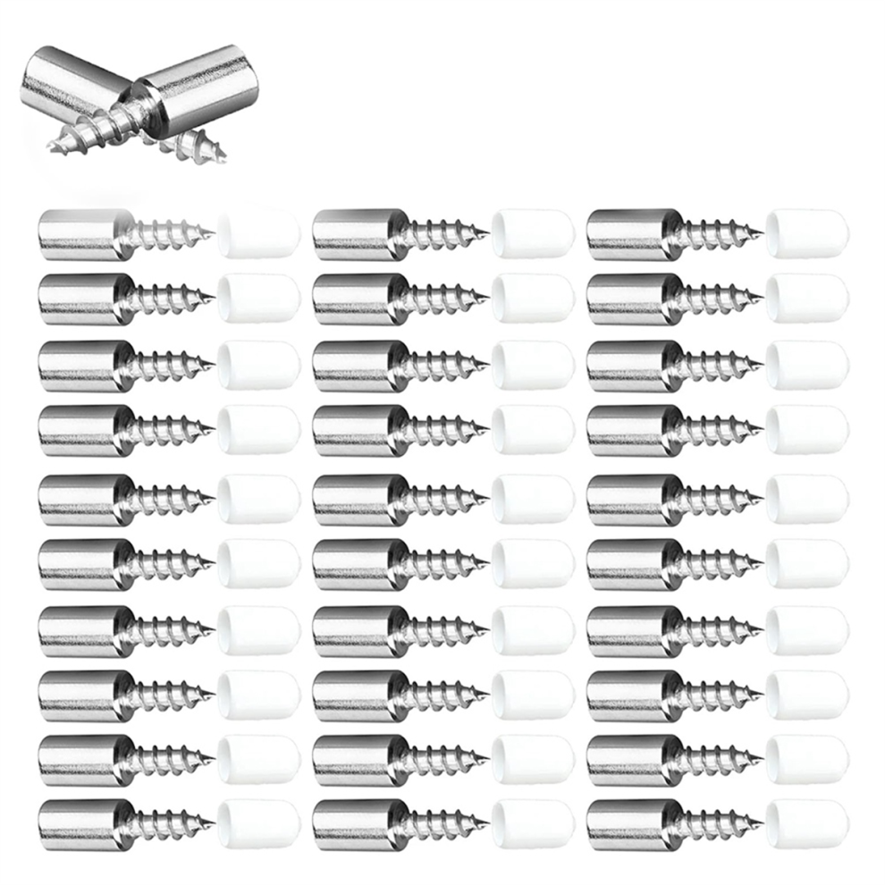 100Pcs Fixed Support Self-Tapping -Screw, Wardrobe Cabinet Glass Partition Nails With Rubber Sleeve 4851045535707