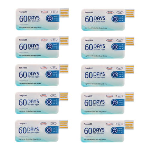 10 Pcs/Lot TempU05 Temperature Data Logger Single Use 60 Days PDF Report USB Port 1