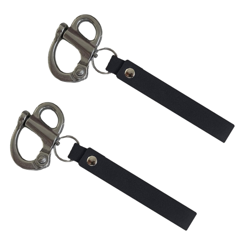 2pack Mask Quick Release Shackle with Leather Handle for Firefighter, 316 Stainless Steel Fixed Snap Lanyard