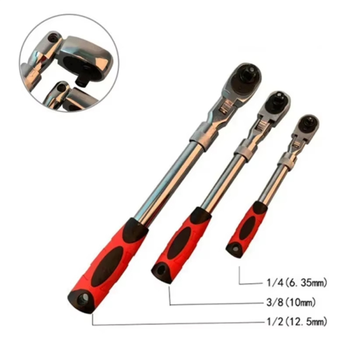 3/8 72-Tooth Carbon Steel Retractable Ratchet Wrench Automatic Quick Release Spanner Multifunctional Hand Tool 2