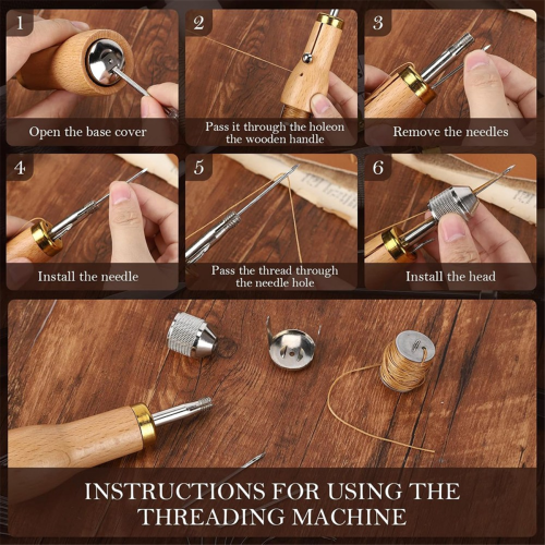 41 PCS Sewing Awl Kit with Storage Bag - Awl, Leather Needles, Rolled Wax Thread, and Essential Tools 2