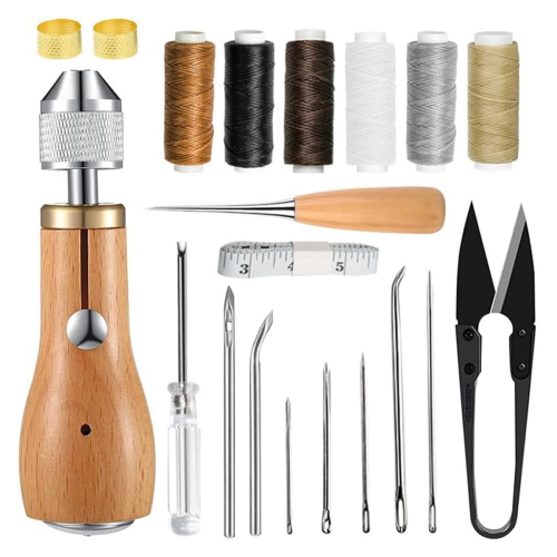 Sewing Awl Kit, Portable Tool Stitching Leather Thread Waxed Kit