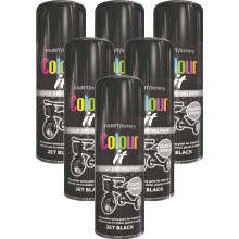 6 x 400ml Jet Black Gloss Spray Paint All Purpose Aerosol Metal & Wood