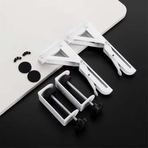 2pcs White Foldable Desk Extender Clamp Computer Keyboard Tray for Home / Office DIY Wooden Board 2