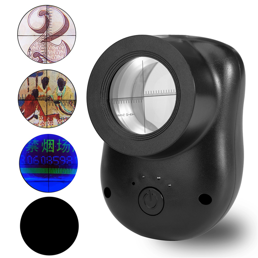Saudism 40X Double Glass Lens Magnifier With Bright Led Lights(3 Modes), Handheld Jewelers Magnifying For Coins Stamps