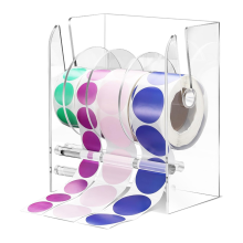 Adjustable Label Dispenser Acrylic Sticker Roll Holder Clear Holders 4 Disks