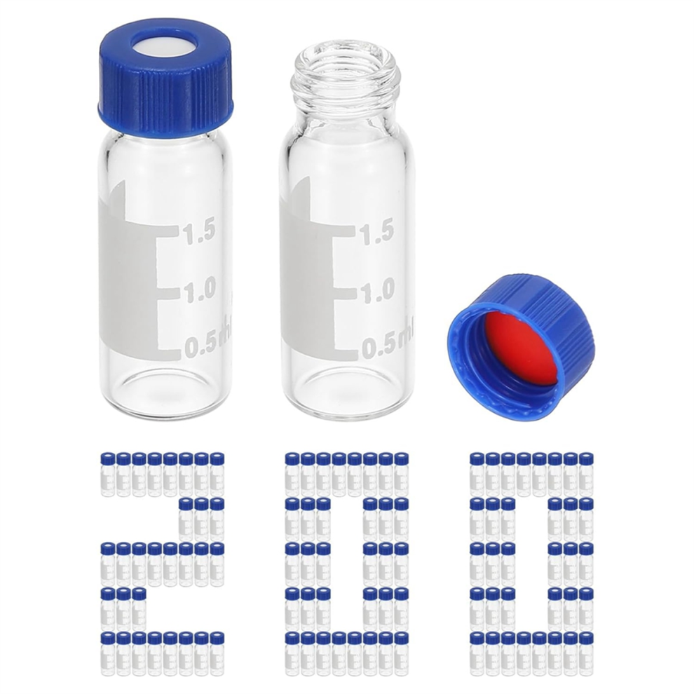 2ml Autosampler Vial, HPLC/ Vials 9-425 Lab Clear Sample Vial Screw Cap Writing Patch 200PCS-image-OPC-PJ8CQWZ-NEW