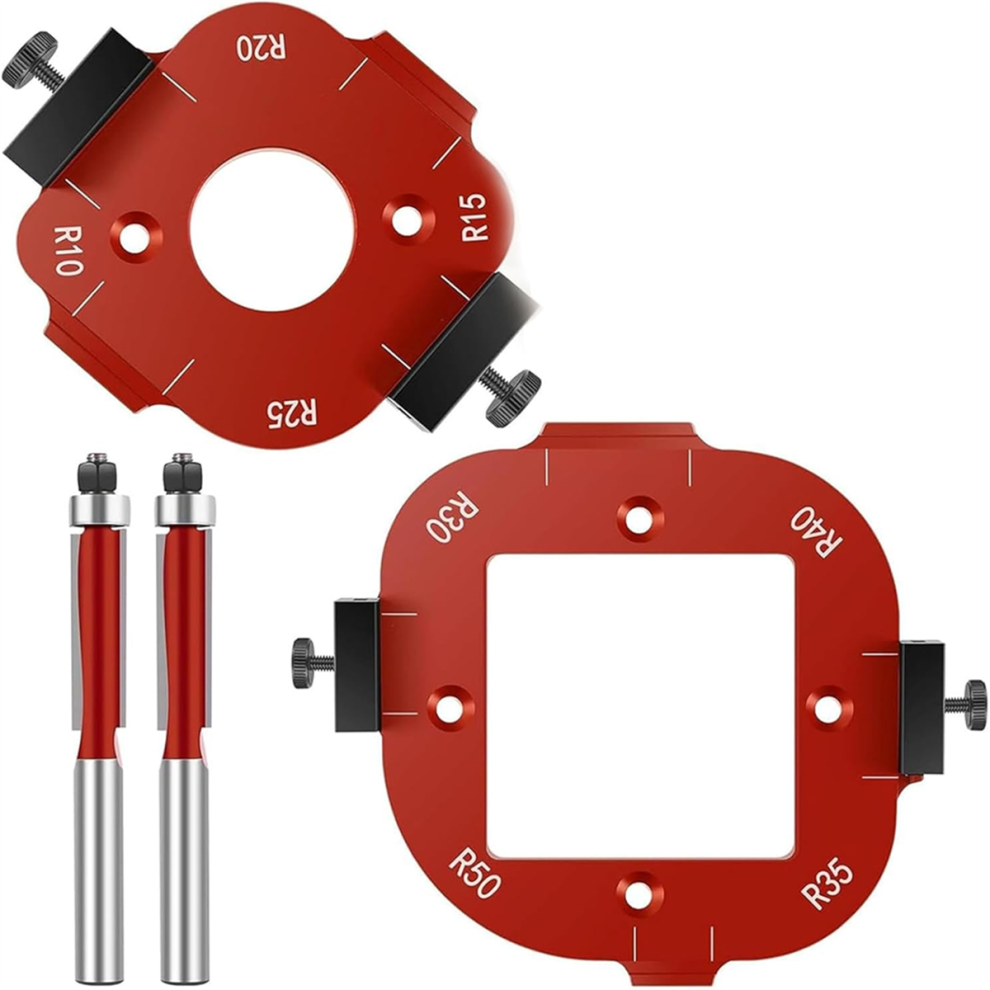 2Pcs Router Templates For Woodworking, 4 In 1 Arc Angle Positioning Template With Trimming Cutter 4851045544044