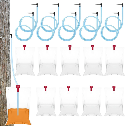 10 Sets Maple Syrup Tapping Kit Include Tree Taps Spiles Pcs 35In Tubes 8L -Clear Bags 2