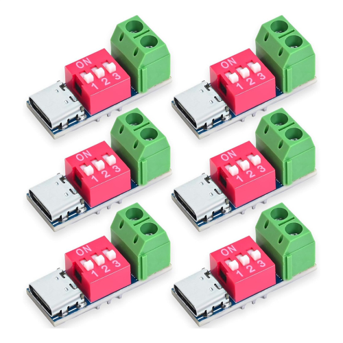 USB-C PD Trigger Board Module PD/QC Decoy Fast Charging USB Type-C to 12V High Speed Charger Power Output Boost 6pcs