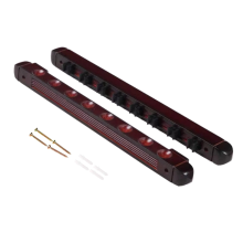 Pool Cue Holder Wooden Snooker Wall with Clips for 8 Holders Wine Red