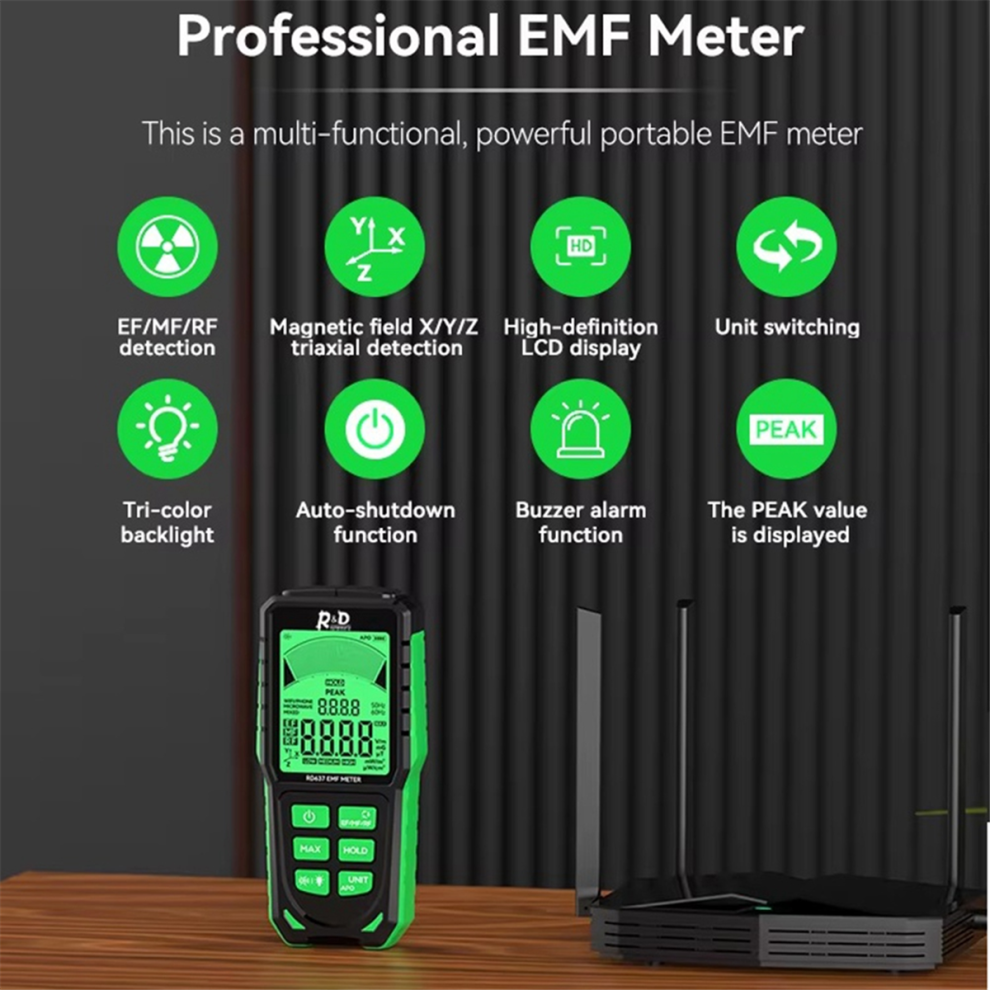 Rd637 Emf Detector Professional Electromagnetic Field Radiation Meter Handheld Portable Radio Frequency Tester 4851045551097
