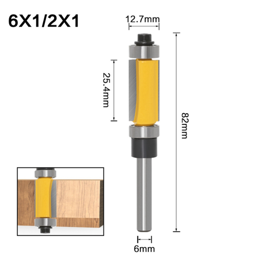 1/2 6mm Shank Flush Trim Router Bit with Double Bearing Drill Tool for Wood Formwork Pattern A 2