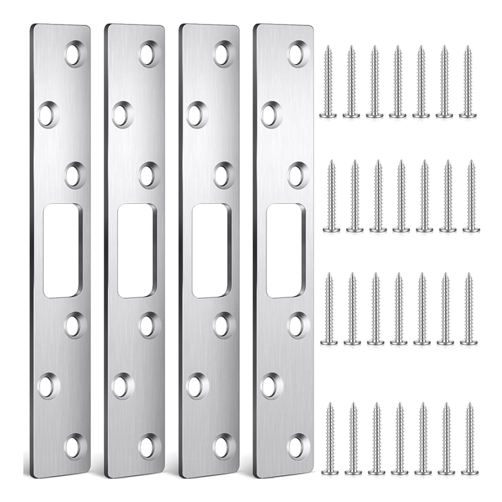 4 Pcs 6 Inch Door Strike Plate Security Latch Stainless Steel Reinforcement With Screws For Deadbolt 4851045554722