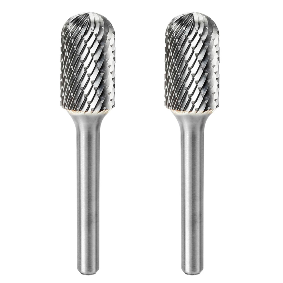 2Pcs Tungsten Steel Grinder Carbide Rotary File Cylindrical Ball End Milling Cutter Grinding Engraving Double Groove 4851045554081
