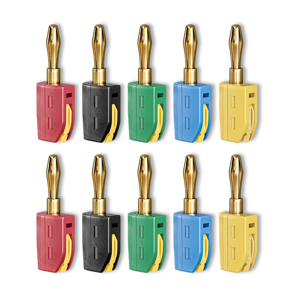 10Pcs 4Mm Banana Plug High Current Quick Connect Gold-Plated Connector 32A Electrical Test 4853680494302