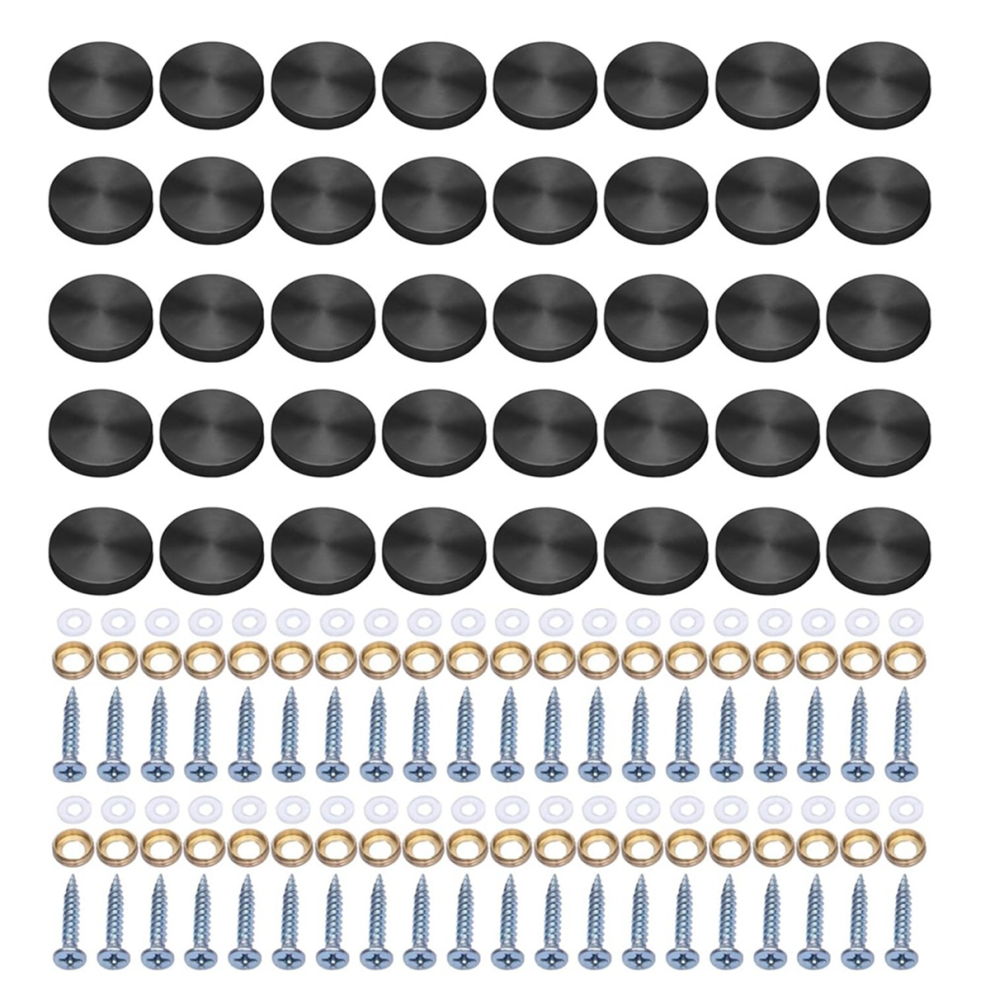 40 Pack Glass Screws Stainless Steel Screw Covers Caps Decorative Fasteners Furniture Fastening For Home Decors Black 4853680494852