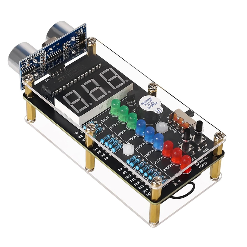 Ultrasonic Rangefinder Alarm DIY Kit, -SR04 Welding Practice Kit with LED Light, STEM-image-OPC-PJ8CTTB-NEW