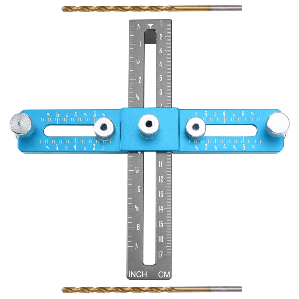Handle Punching Positioner, Drawer Cabinet Door Installation Aids Woodworking Hole Cutting Tool Blue + Gray 4851045558720