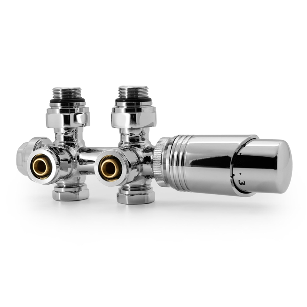 Multiblock Set Radiator Connection Fitting With Thermostat 50 Mm, Tap Block, Valve Fittings Set, Heating Accessories 4851045560549