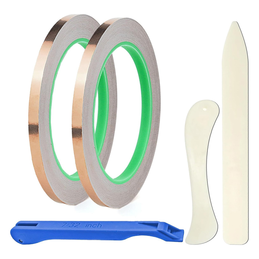 Saudism 7/32 Copper Foil For Stained Glass,Copper Reactive With Double-Sided Conductive - Deco,32.8 Yards Foiling Tool