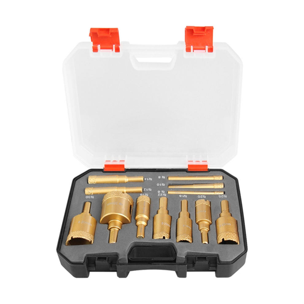 12Pc Brazing Hole Opener Marble Multi-Purpose Drilling Bit Vitrified Brick Ceramic Stone Reaming Set 6-35Mm 4853680499857