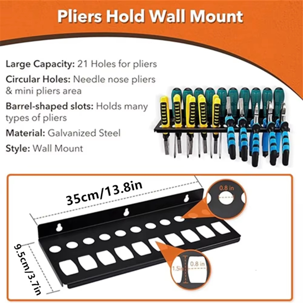 Wall Mount Hand Tool Holder Rail Rack Garage Workshop Hardware Hanger Pliers 4853680402727
