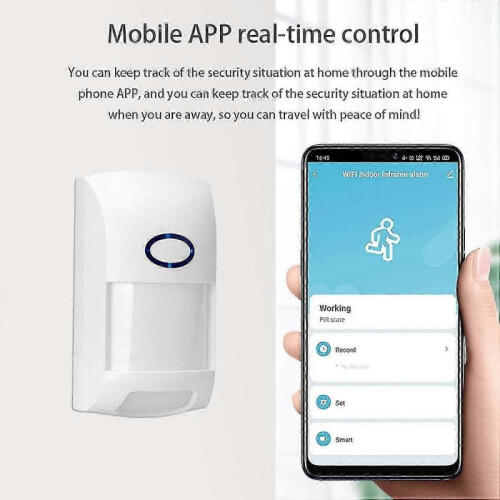 Smart Motion Sensor, Wifi Wireless Security Alarm,with Free Notification Tuya App Control Home Security Pir Motion Detector, Compatible with Alexa, Si 2