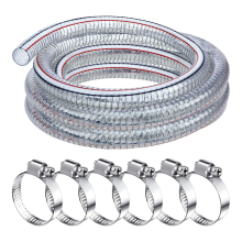 Steel Wire Flexible Tubing with Fasteners PVC High Pressure Drain Hose Tube Pond Clear Reinforced for